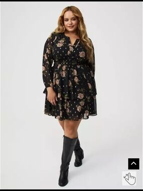 Torrid Black Floral Dress, Size 1